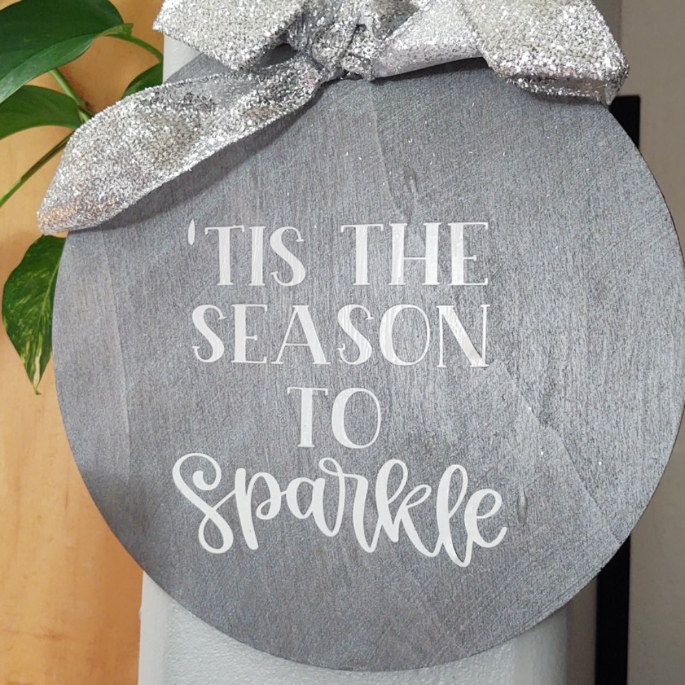 10" Round Silver Season Sparkle Sign